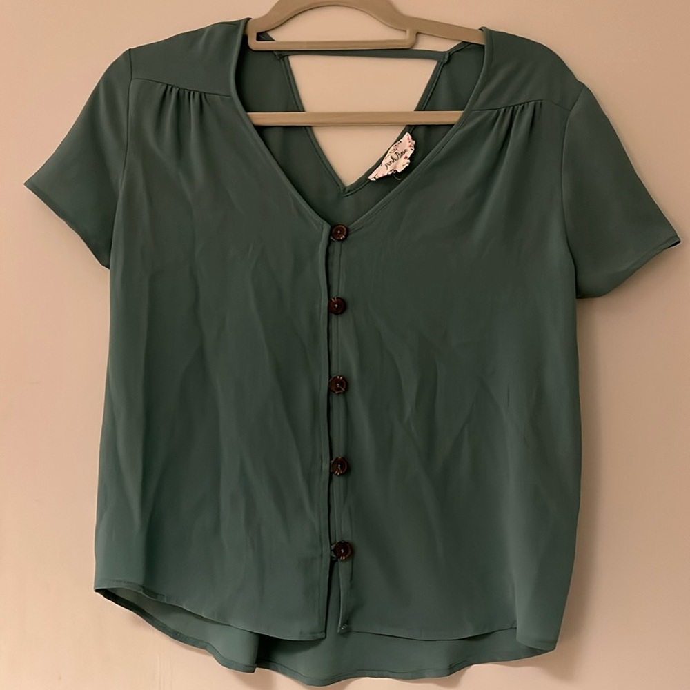 Blue green blouse